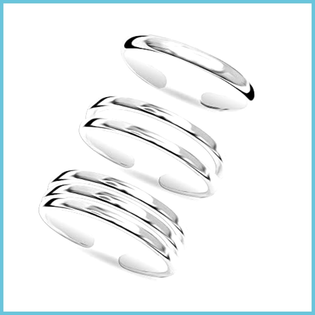 Sterling Silver Adjustable Toe Rings Set Minimalist Foot Jewelry